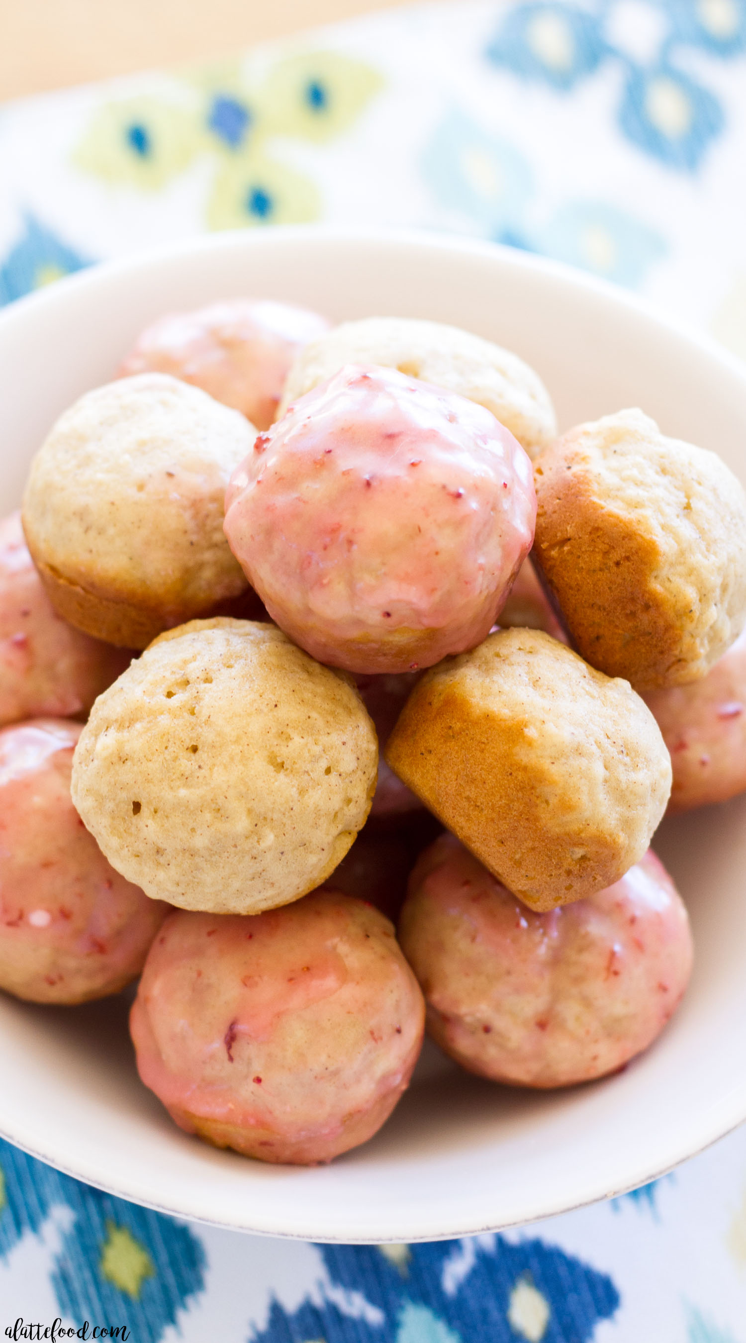 Strawberry Glazed Baked Donut Holes - A Latte Food