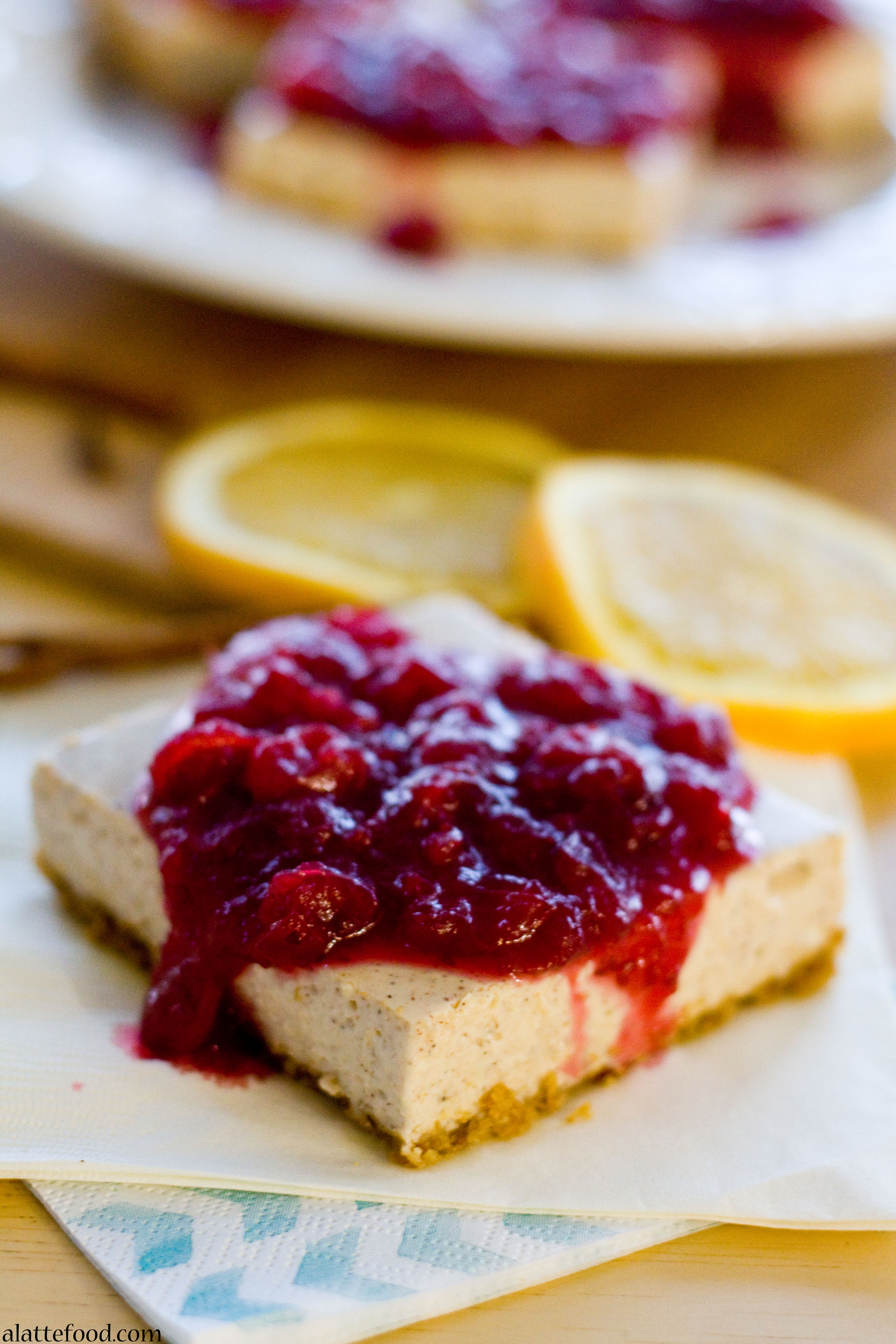 Cranberry Cinnamon Spiced Cheesecake Bars  A Latte Food