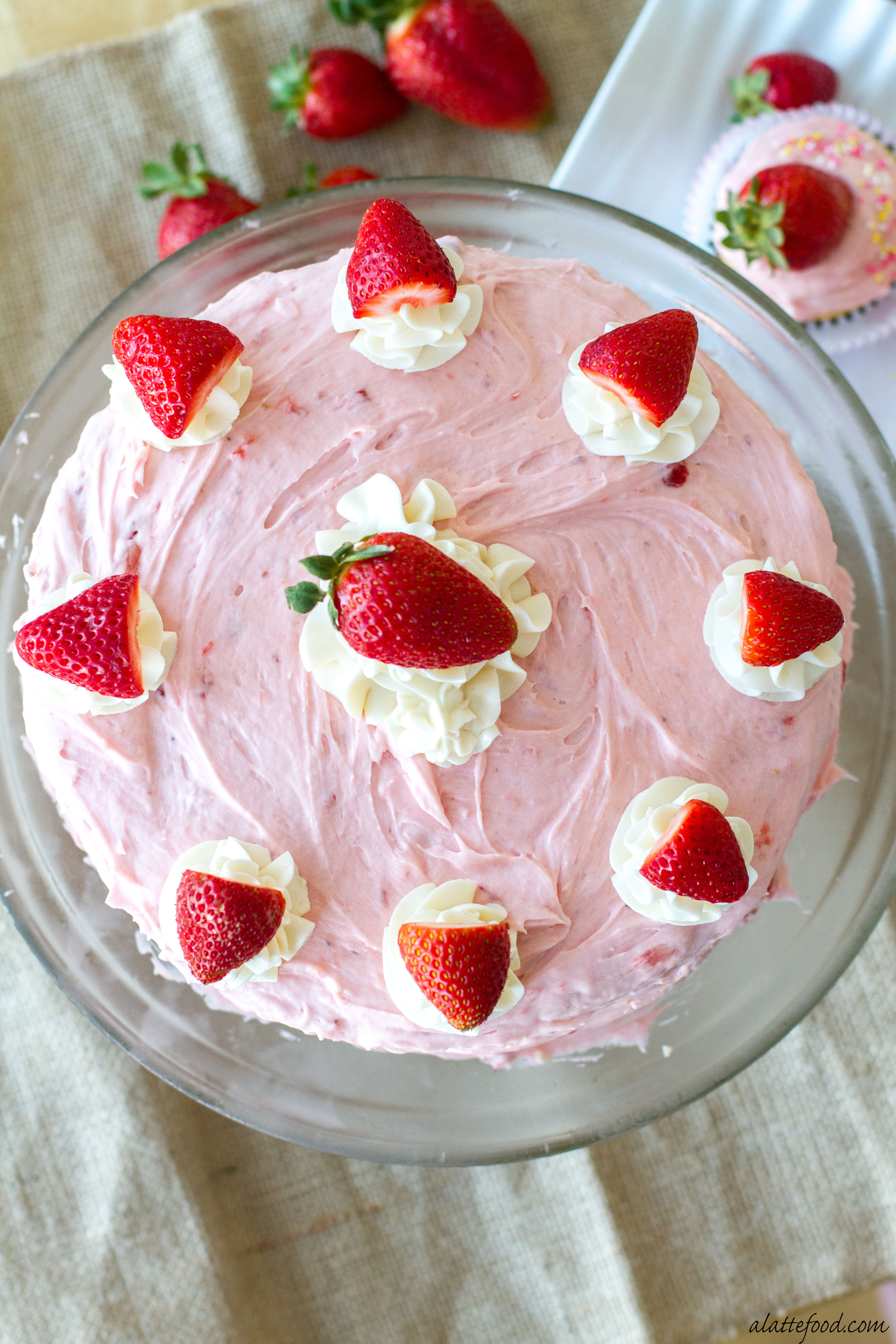 Strawberries & Cream Layered Poke Cake - Brown Eyed Baker