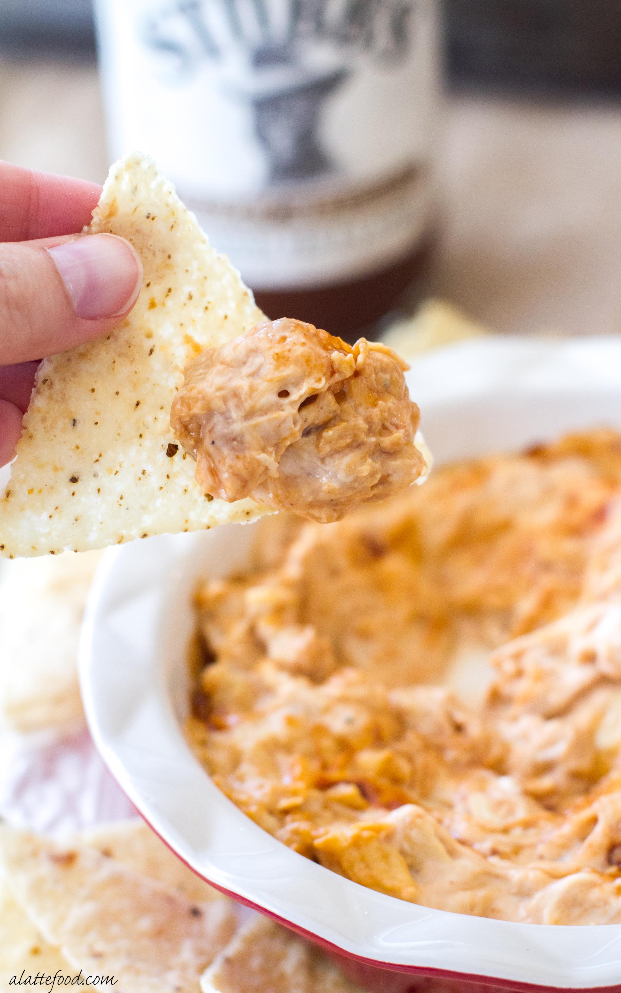 Cheesy Barbecue Chicken Dip - A Latte Food