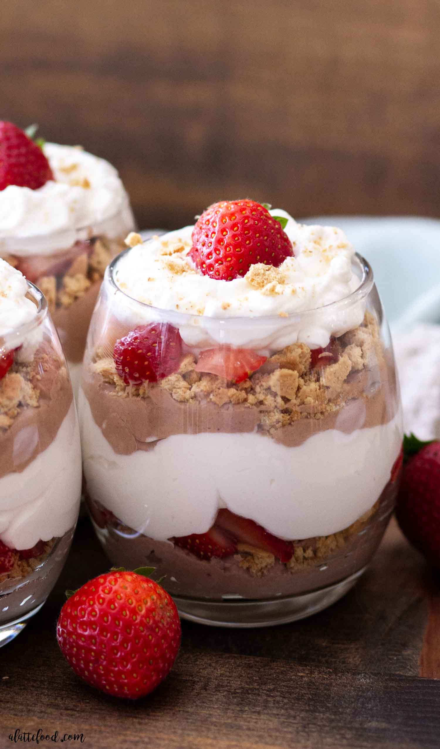 No Bake Chocolate Cheesecake Strawberry Trifle - A Latte Food