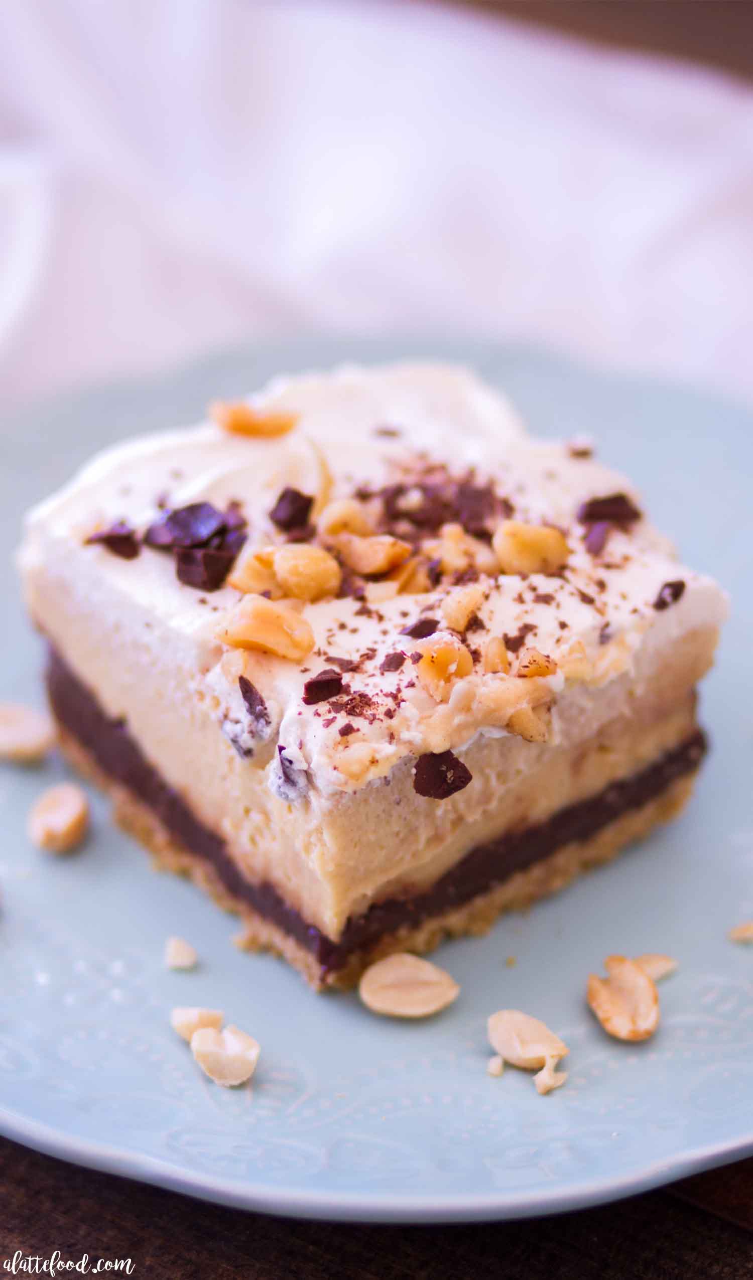 No Bake Chocolate Peanut Butter Pie Bars - A Latte Food