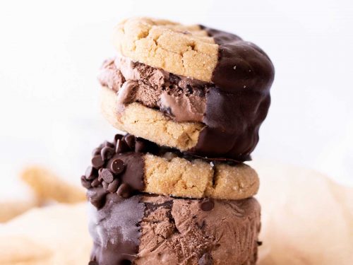 Salted Chocolate Chip Cookie & Peanut Butter Ice Cream Sandwich, 1 count, Tara's Organic Ice Cream